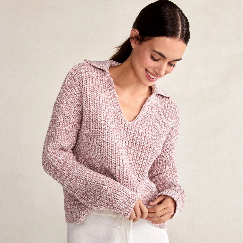 Haven Well Within Chunky Knit Polo Sweater Size Small